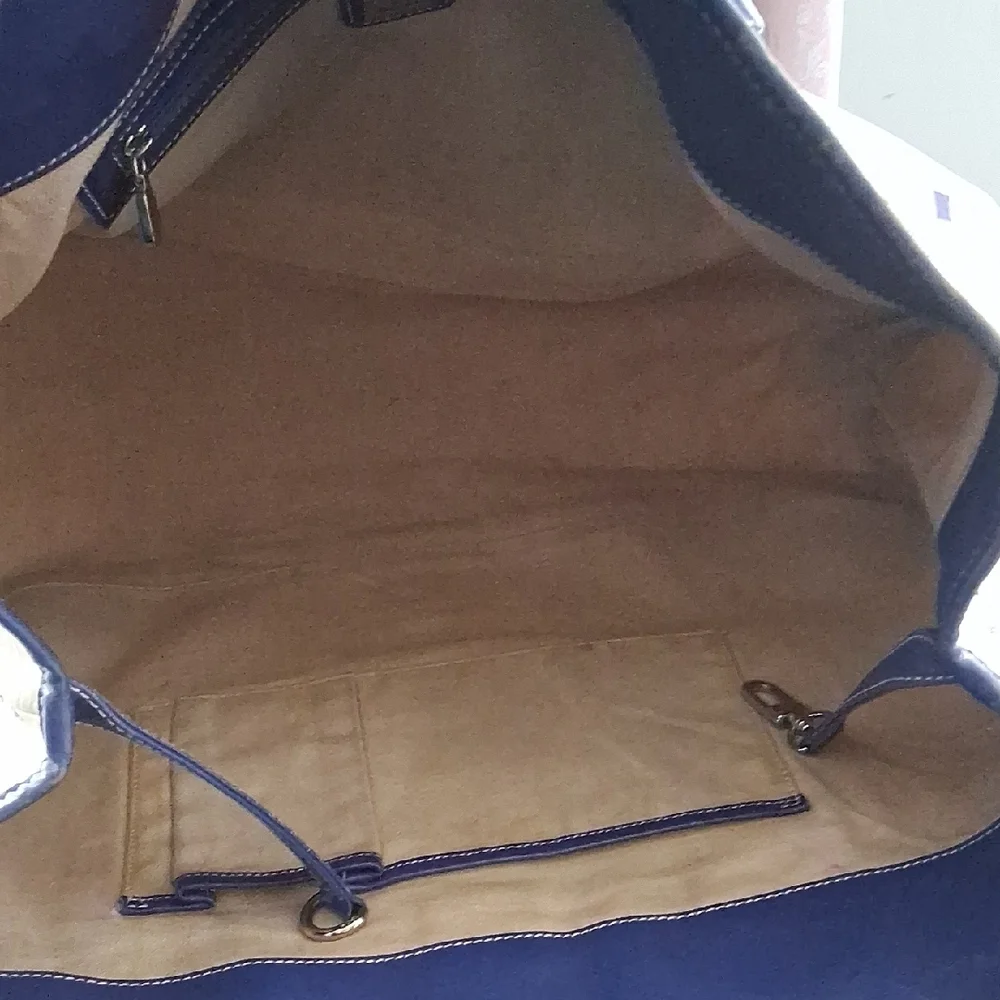 MCM Blue and Cream Tote with Yellow Accents - Picture 3 of 7